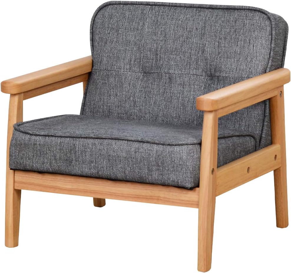 Kid Chair Sofa,Upholstered Armrest Chair with Solid Wood Structure and Linen Fabric for Kids Gift ( Dark Grey, Light Grey) ( Dark Grey)