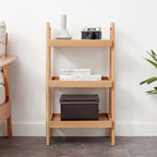 Rainbow Home Camden 3-Tier Ladder Shelf, 100% Solid Oak Wood Narrow Bookshelf & Sofa Table, Versatile Open Display Storage for Living Room, Bedroom, Kitchen, Small Spaces (Yellow)