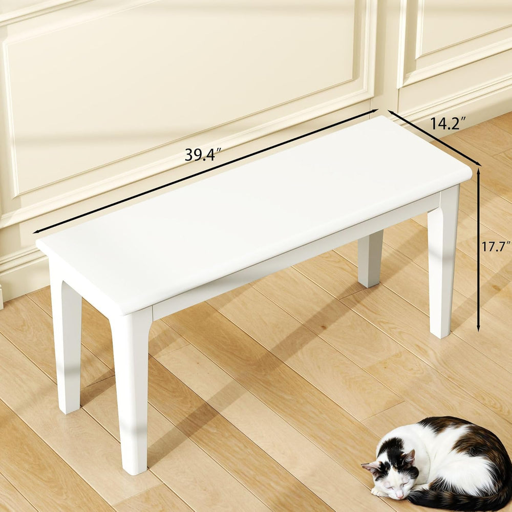 Dining Bench 39.4" Solid Oak Wooden Bed End＆Entryway Bench for Living Ro...