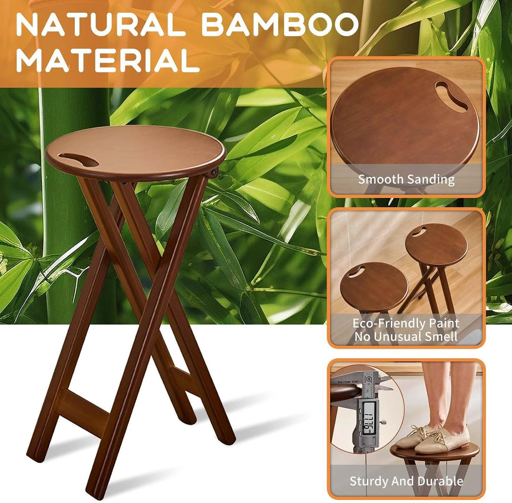 Folding Bar Stool 24.8 Inches Foldable Kitchen Bar Stool for Adults Counter H...