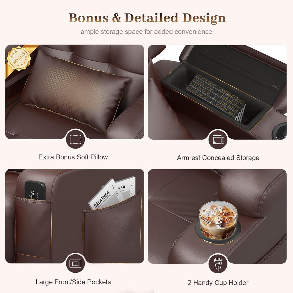 Extra Wide Seat Electric Power Recliner Chair | Heat & Back Massage