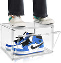 Size 14 Large Clear Shoe Storage Boxes Stackable, Acrylic Shoe Boxes Sneaker Display Case for Sneakerheads Boot Handbag Purse Figure Collectibles Showcase, 1 Pack