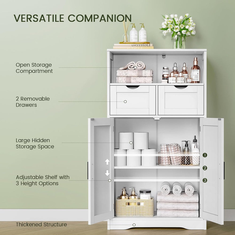 Iwell Bathroom Storage Cabinet with 2 Drawers, Small Kitchen Pantry Cabinet