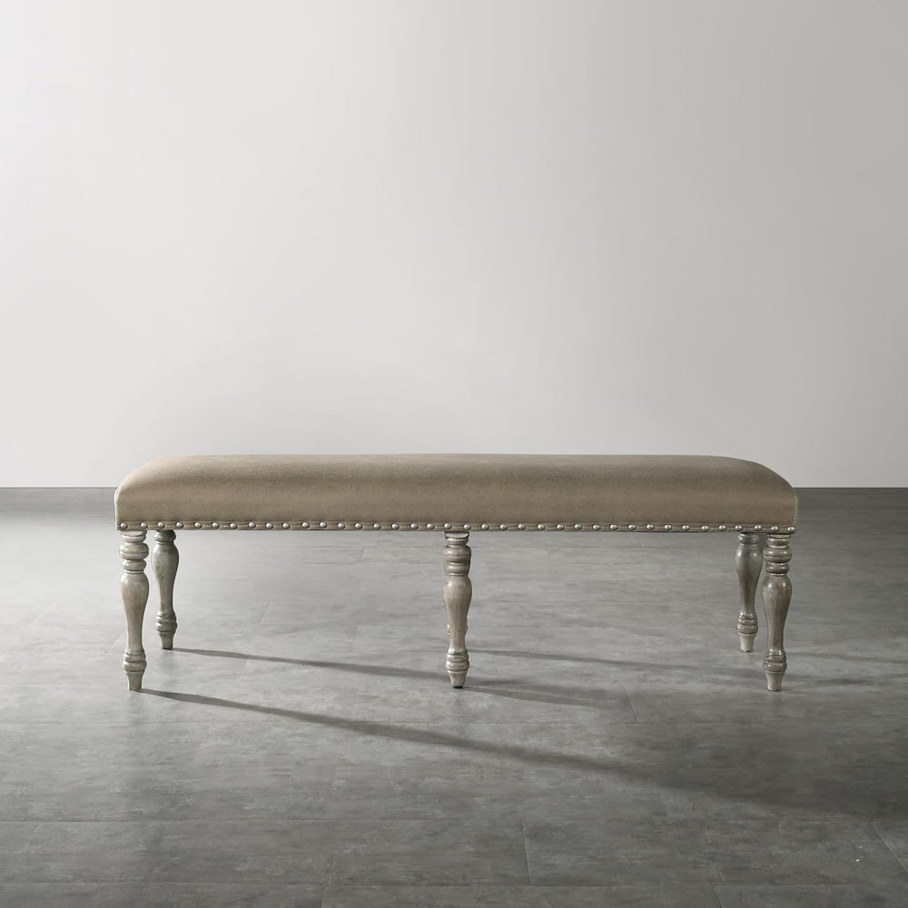 Roundhill Furniture Birmingham Microfiber Upholstered Bench with Nail Head Tr...
