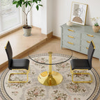gopop Dining Chairs Set of 2, Faux Leather Dining Chairs with Plated Chrome Metal Frame, Modern Kitchen Chairs Set with Padded Seat High Back for Dining Room, Kitchen Room, Living Room.