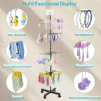 Retail Display Stand Rotating Display Stand 4 Tier Spinning Display Stand for Craft Shows, Jewelry, Keychain, Earring Adjustable Height Retail Display Racks (Black)