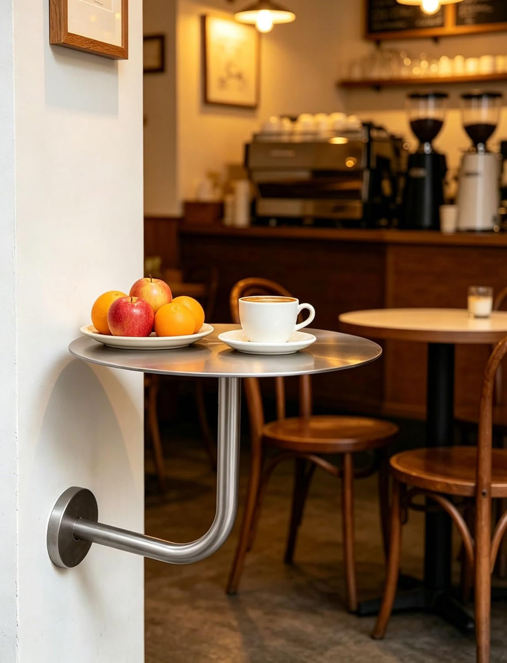 Floating Coffee Table,Wall Mounted Round End Table for Pub & Juice Bar,Sp...