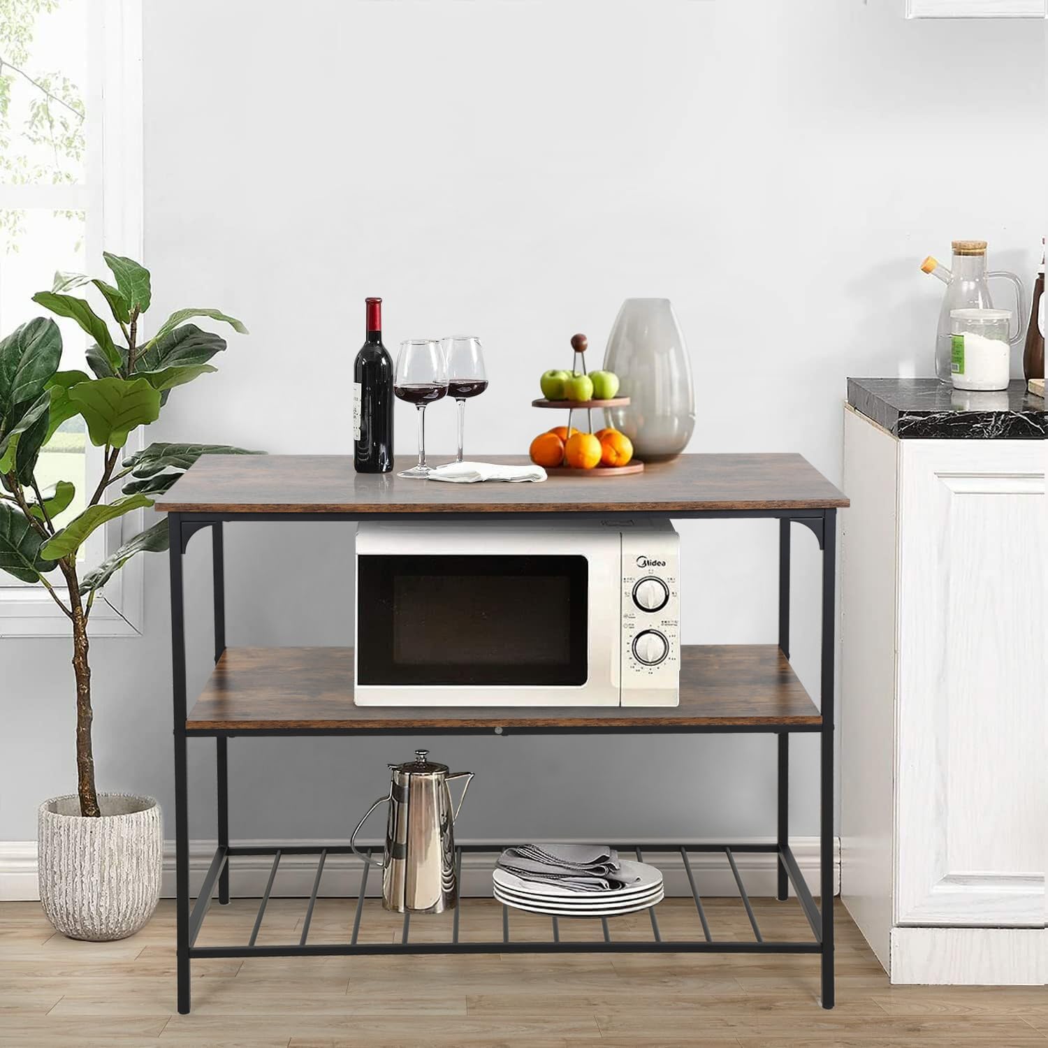 Large Kitchen Island with Storage,Solid Structure,Thick Board Top, for Kitchen,Coffee Shop,Restaurant,Living Room,Dining Room,Brown - Perfect for Small Kitchen Islands and Kitchen Shelves