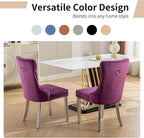 Luxury Upholstered Dining Chairs Set of 6, Purple Kitchen Chair with Silver Metal Legs, Velvet Tufted Back Dining Chair, Sillas de Comedor, Modern Kitchen & Dining Room Chairs (Purple, 6 Pcs)