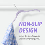 30 Pack Velvet Hangers - Non Slip Slim Hangers for Closet Organization, Space Saving Clothes Hangers with Notches for Dresses, Shirts(Purple)