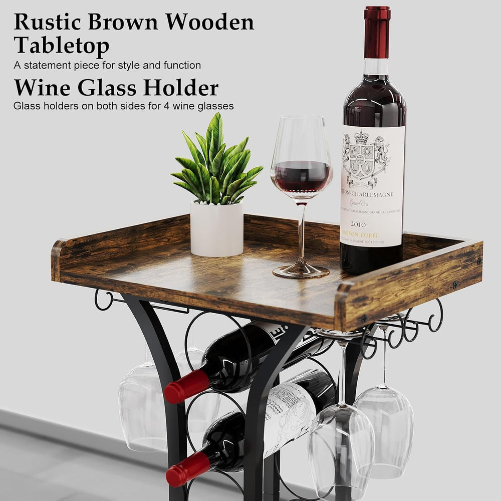 X-cosrack Wine Rack Freestanding Floor, Mini Bar Table Wine Holder Stand Liqu...