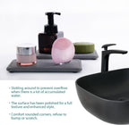 2 Pcs Water Absorbing Stone Trays, Kitchen/Bathroom Sink Soap Dish, Diatomite Tray Used for Hand Soap & Cosmetic Bottles in The Modern Home, 4" W x 8.3" L, Dark Gray