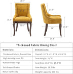Gold Dining Chairs Set of 6, Kitchen & Dining Room Chairs, Fabric Upholstered Dinning Chairs, Sillas De Comedor, Nailhead Trim, Wood Legs (Yellow, 6 Pcs)