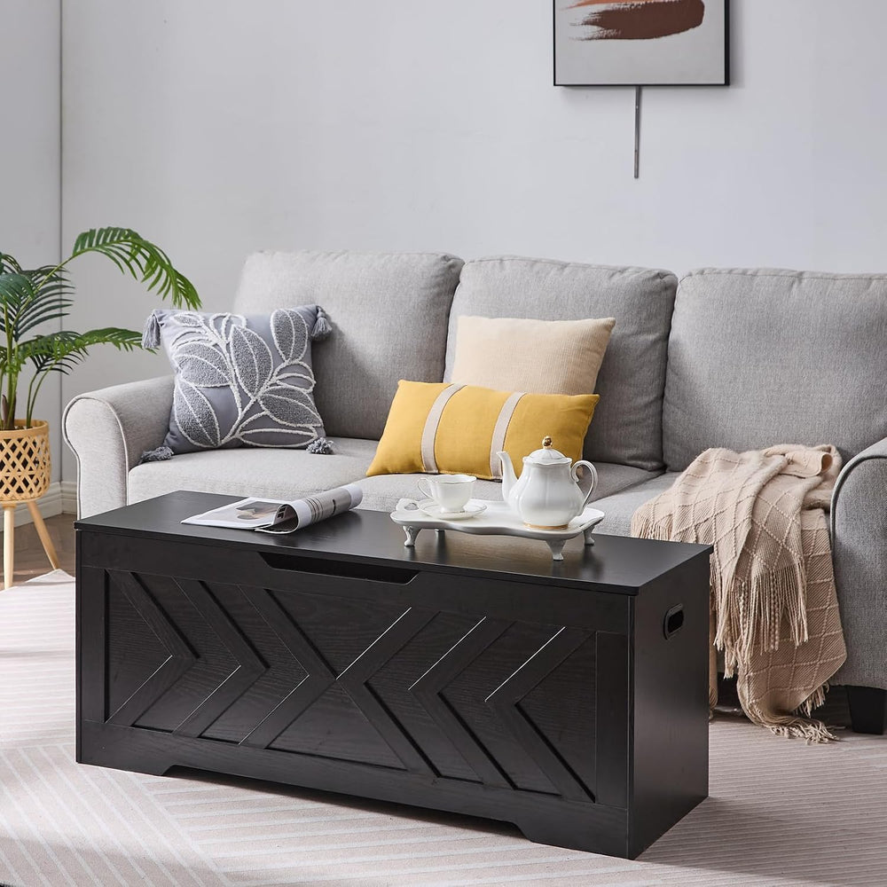 47.2” Storage Bench,Extra Large Wooden Storage Chest with 2 Safety Hinges,ent...