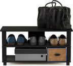 Furinno Turn-N-Tube Shoe Rack, 3-Tier Shoe Organizer, Shoe Storage with Compact Open Shelves, 15.5 x 31.5 x 15.7, for Closet Entryway, Office, Garage, Espresso/Black