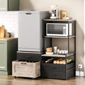 Herture Mini Fridge Stand with Wine Rack & Outlet, Kitchen Bakers Rack | Microwave Oven Stand, Coffee Bar, Movable Drawers, for Dorm,Office, Grey HB04BXZ