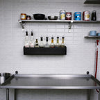 PRO&Family Stainless Steel Liquor Bottle Holder Rack – Heavy Duty Speed Rail for Bar, Counter or Wall Mount – Professional Alcohol Bottle Organizer for Restaurant, Kitchen & Home Bar (Black, 24")