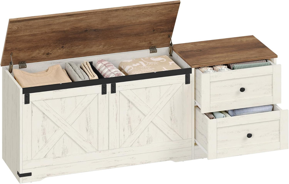 Hzuaneri Storage Chest, 58" Extra Large Storage Bench with Double Drawer...