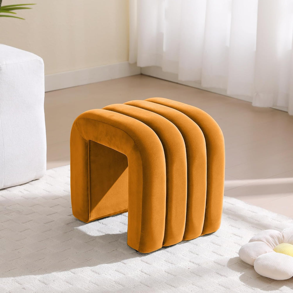 ONEVOG Velvet Pouf Ottoman, Small Ottoman Foot Rest for Couch, 18 Inch Cute V...