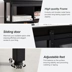HOMISSUE Corner TV Stand for 55 Inch TV, Rustic Corner Entertainment Center with Storage, Industrial Media Console Table with Sliding Barn Door, Entertainment Center for Living Room, Black