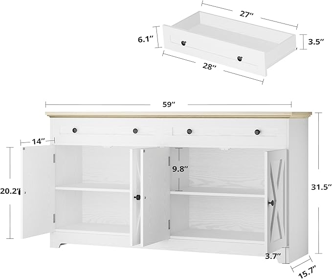 IRONCK Buffet Cabinet with Storage, Sideboard Storage Cabinet, Kitchen Cabine...