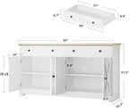 IRONCK Buffet Cabinet with Storage, Sideboard Storage Cabinet, Kitchen Cabinet with Drawers and Doors, Natural Wood