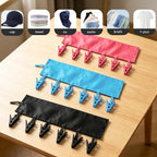 Mini Clothespins Travel Hangers 3-Pack: Foldable Portable Clothes Hangers w/ 6 Clips for Swimsuit, Towel & Sock Drying Rack - Cruise, Dorms, Travel (Black, Blue, Red)