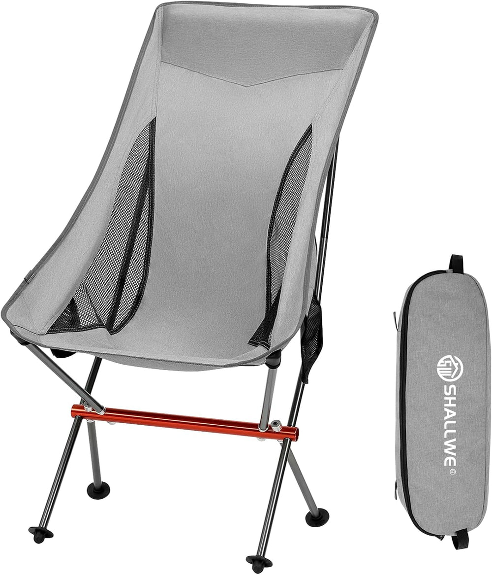 SHALLWE Camping Chairs, All Aluminum Frame Portable Folding Camp Chair for Ad...