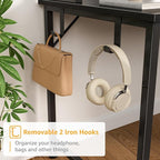 Black Computer Desk with Hutch & Drawers - Office Desk with 3 Storage Drawers and Power Outlets, 47 Inch Modern Study Writing Desk for Bedroom Home Office