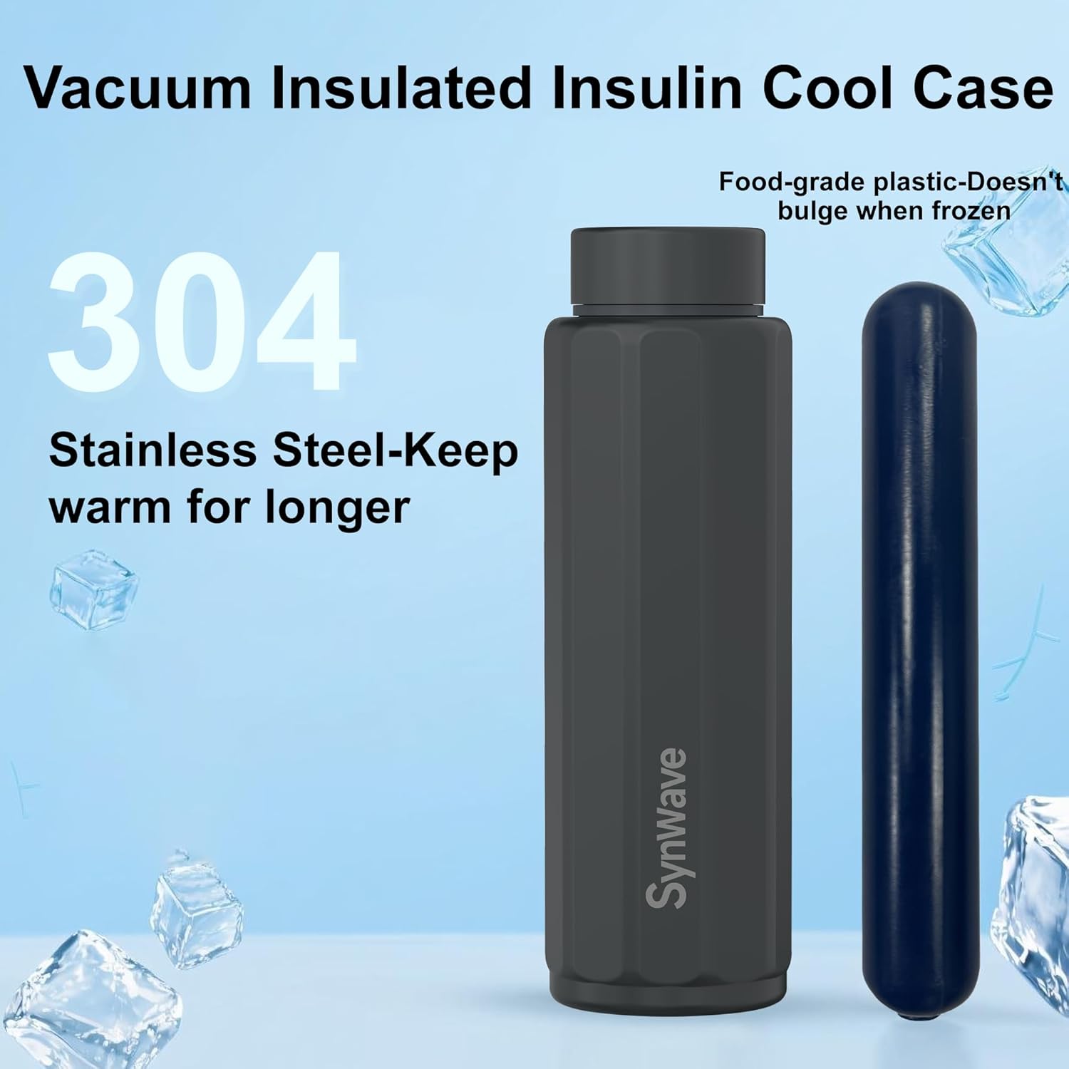 Synwave Insulin Cooler Travel Case for 3–4 Pens,Medication Cooler for Travel with Anti-Bulging Gel Ice Pack,TSA Approved,Non-Charging Cooling