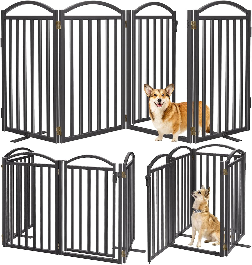 Malier Metal Freestanding Dog Gates, Outdoor Indoor Dog Fences, Extra Wide Fo...