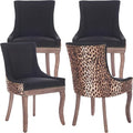 Dining Chairs Set of 4, Kitchen & Dining Room Chairs, Leopord Fabric Upholstered Dinning Chairs, Sillas De Comedor, Nailhead Trim, Wood Legs (Leopord, 4 Pcs)