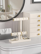 Bracelet and Necklace Holder,Velvet Jewelry Necklace Display Organizer Stand,bracelet Holder for Selling,Bracelet and Necklace Storage Tree (Style 2（Beige+ Metal lid）)