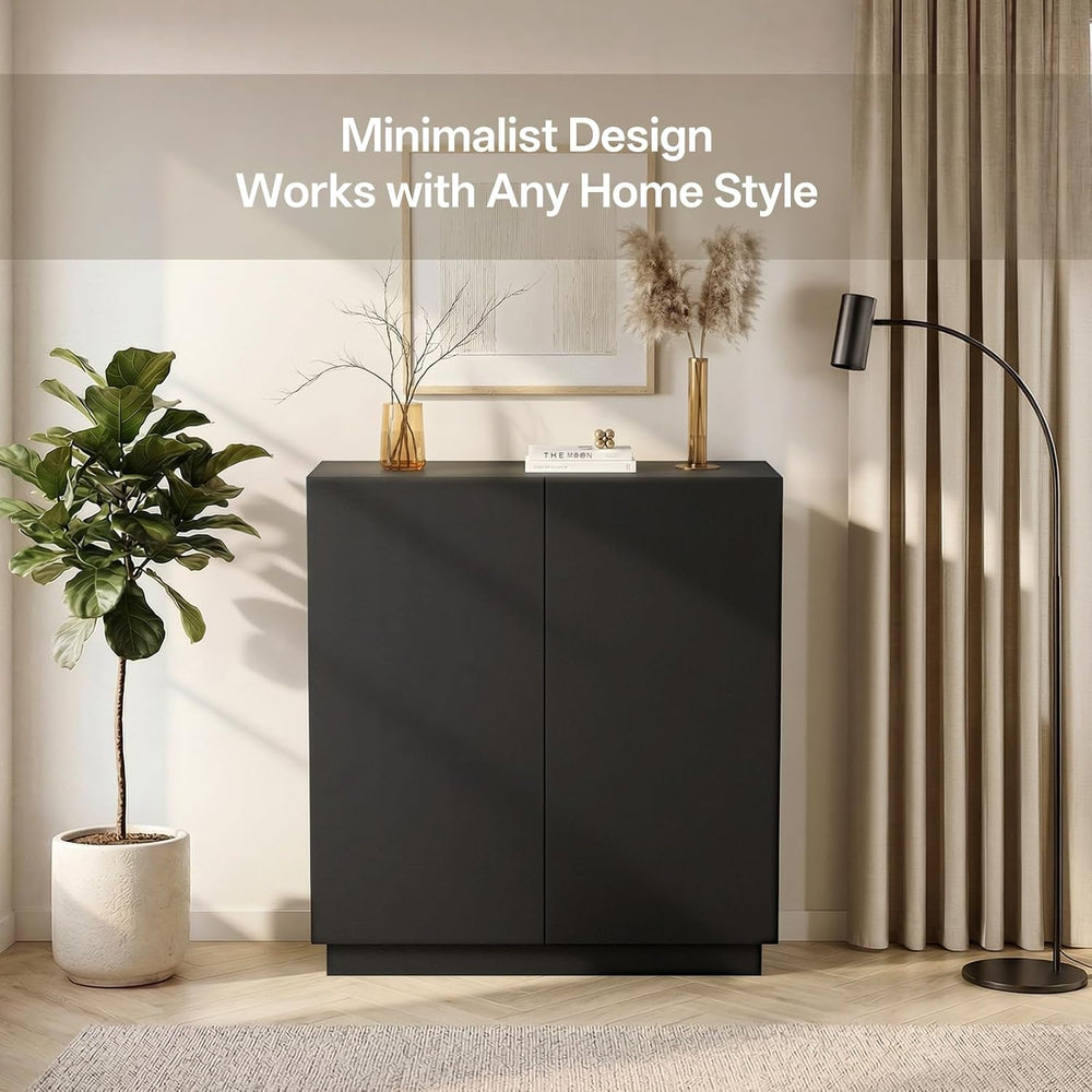 amunrbrek 31.5" Minimalist Buffet Cabinet, Sideboard with Storage, Black
