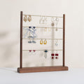 GemeShou Walnut earrings display stand for selling, wooden jewelry earring organizer shelf, wood earring storage organizer rack for boutique store【Earring shelf-Large】