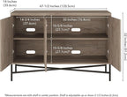 Henn&Hart 48" Wide Rectangular Buffet Table in Weathered Gray, for Home, Living Room, Bedroom, Entertainment Room, Office