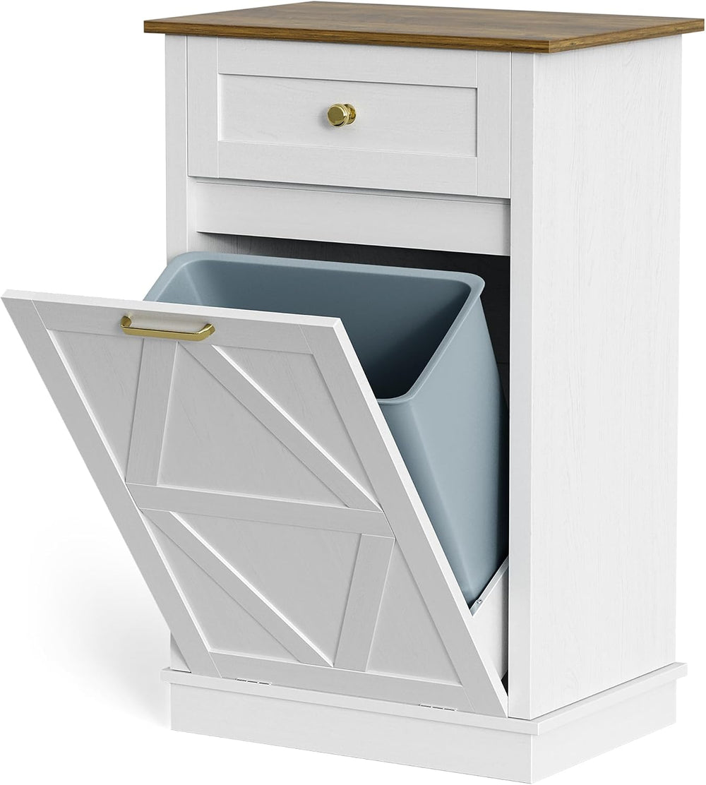 YESHOMY Tilt Out Trash Can Cabinet, 10 Gallon Garbge Can Cabinets, Wooden Hid...