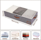 Yawinhe Under Bed Storage, 2 Pack Closet Organizers, Collapsible Container Bags, with Sorting Card Slot and 4 Leather Handles, for Blanket, Bedding, 23.6''Lx11.8''Wx6''H, Grey
