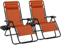 Giantex 2 PCS Zero Gravity Chair, Outdoor Chaise Lounge with Cup Holder, Patio Folding Chairs Recliner for Yard Pool Lawn Balcony, Orange