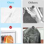 Clear Clothes Rack Cover 6Ft Garment Rack Cover Transparent Clothing Rack Cover With 2 Durable Zipper Waterproof Protector for Garment Rack (71"L x 20"W x 60"H, Rack Not Included)