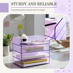 Harloon 4 Tier Acrylic Paper Tray 12.4 x 8.7 x 2.7 Inches Stackable Letter Clear Organizer No Need to Assemble Acrylic Paper File Organizer for Office Workspace Desktop Storage (Transparent Purple)
