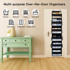 WishJazz Over the Door Organizer, 6 Shelf Hanging Organizer, Anti Tilt 50lbs Back of Door Storage for Bathroom, Nursery, Pantry, Baby Essentials