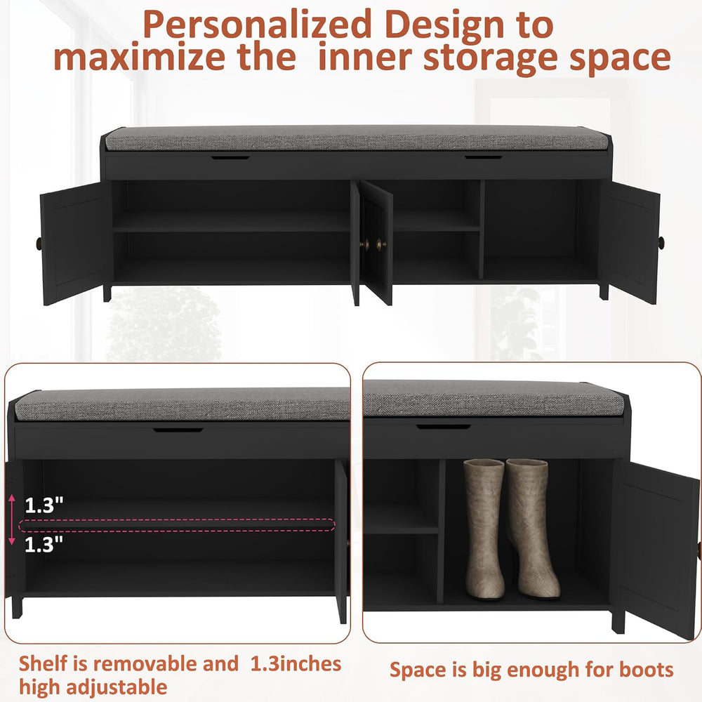 HOMEFORT 54.4" Shoe Bench with Lift Top Storage, Entryway Bench with Cus...