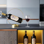Yesland Gold Wine Bottle Holder - Metal Single Bottle Tabletop Wine Rack Stand, Freestanding Countertop Display for Kitchen Bar Decor, Wine Lover Gift