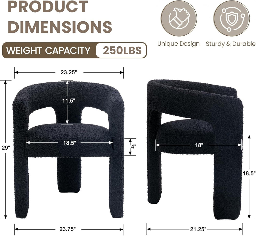 HNY Modern Barrel Kitchen & Dining Room Chairs Set of 6, Sherpa Upholster...
