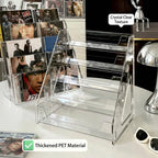 Acrylic CD Rack 5-Tier Cascading CD Storage Organizer, Holds Up to 30 CD Jewel Cases, Clear CD & DVD Display Shelf for Music, Postcards & Cosmetics（1PC）