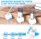 6pcs Magnetic Cord Organizer, 360° Swiveling Adhesive Cable Clips - Compact Cord Holder for Nightstand, Desk, Car, Kitchen & Home Office - Charger Holder Management Solution by MarLigavid (White)