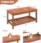 Tangkula Wood Outdoor Coffee Table, 2-Tier Patio Coffee Table with Slatted Hardwood Tabletop & Storage Shelf, Rectangle Wood Table for Deck, Garden, Balcony, Indoor or Outdoor Use (Natural)