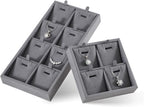 Dark Blue Jewelry Display Tray Ring Necklace Earring Bangle Organizer Multifunctional Storage Case for Jewelry Showcase (Long 8 Grids Pendant Tray)