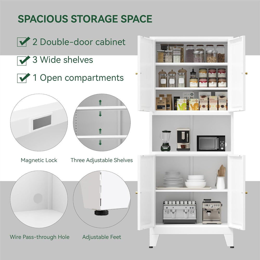 COFaR 69" Tall Modern Kitchen Pantry,Metal Storage Cabinet with Adjustab...